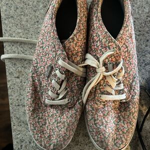 Vans Floral Canvas Lace-Up Sneakers - Pink & Green